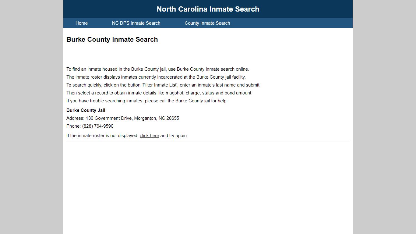 Burke County Inmate Search